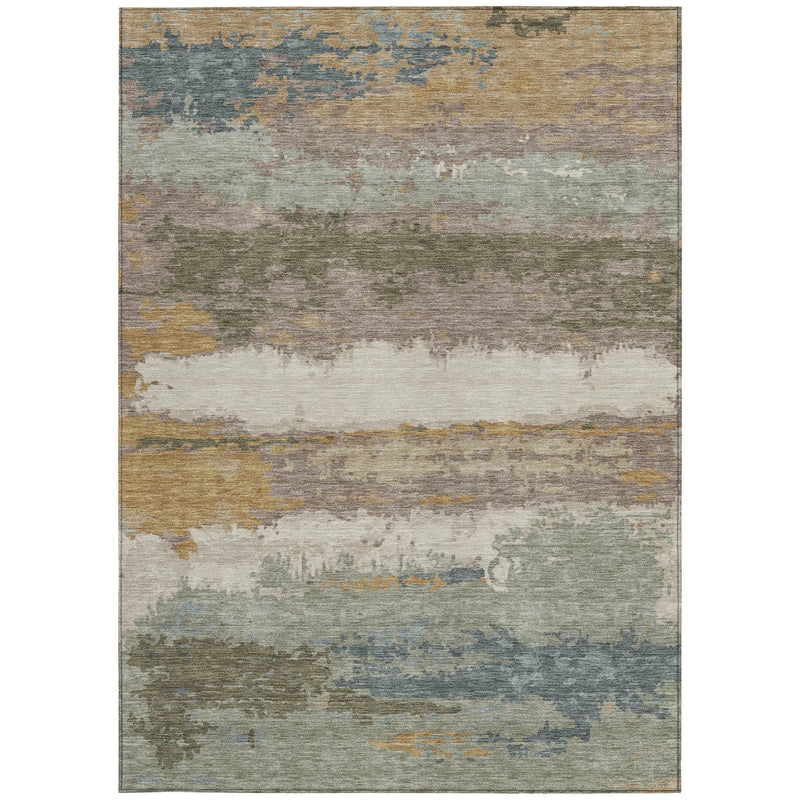 5' X 8' Taupe And Ivory Abstract Washable Indoor Outdoor Area Rug Homeroots Outdoor