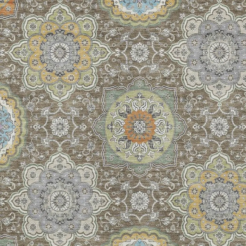 5' X 8' Taupe And Ivory Floral Medallion Washable Indoor Outdoor Area Rug Homeroots Outdoor