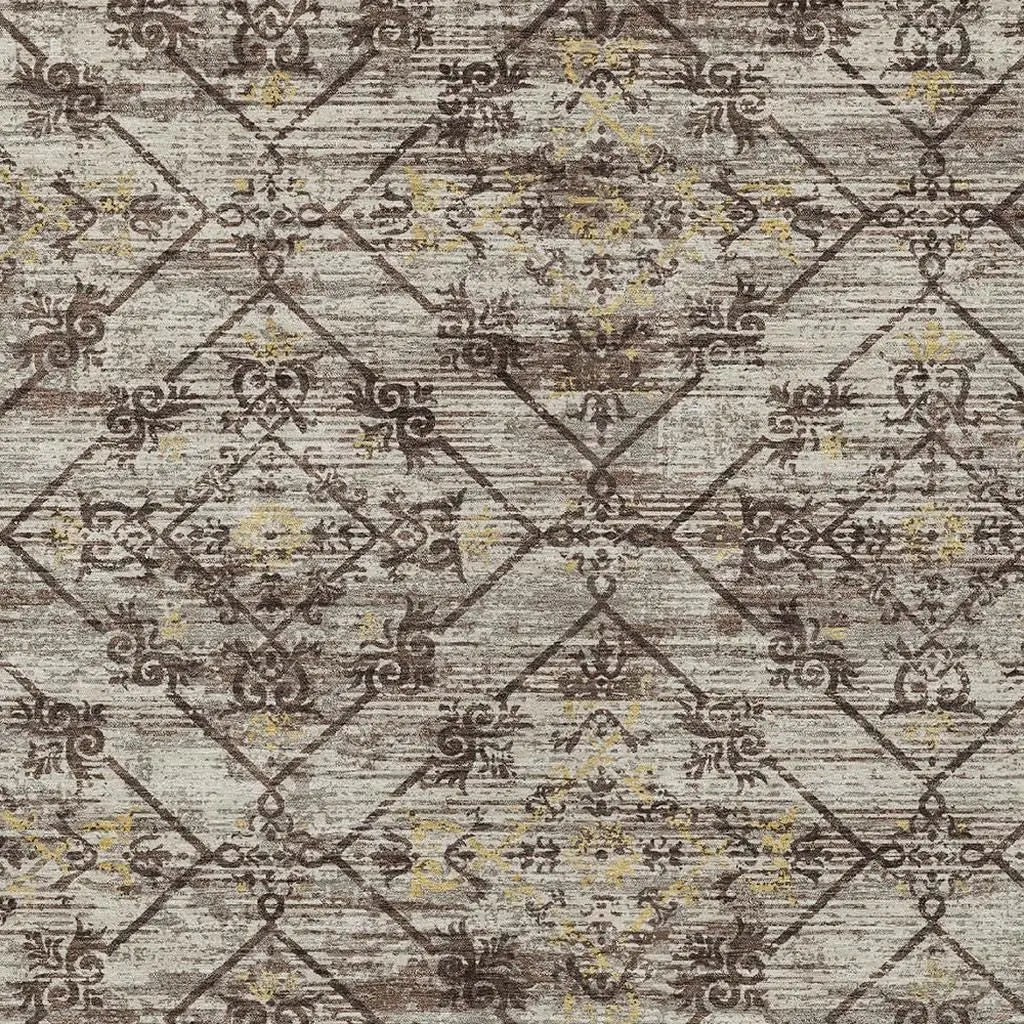 5' X 8' Taupe And Ivory Geometric Washable Indoor Outdoor Area Rug Homeroots Outdoor