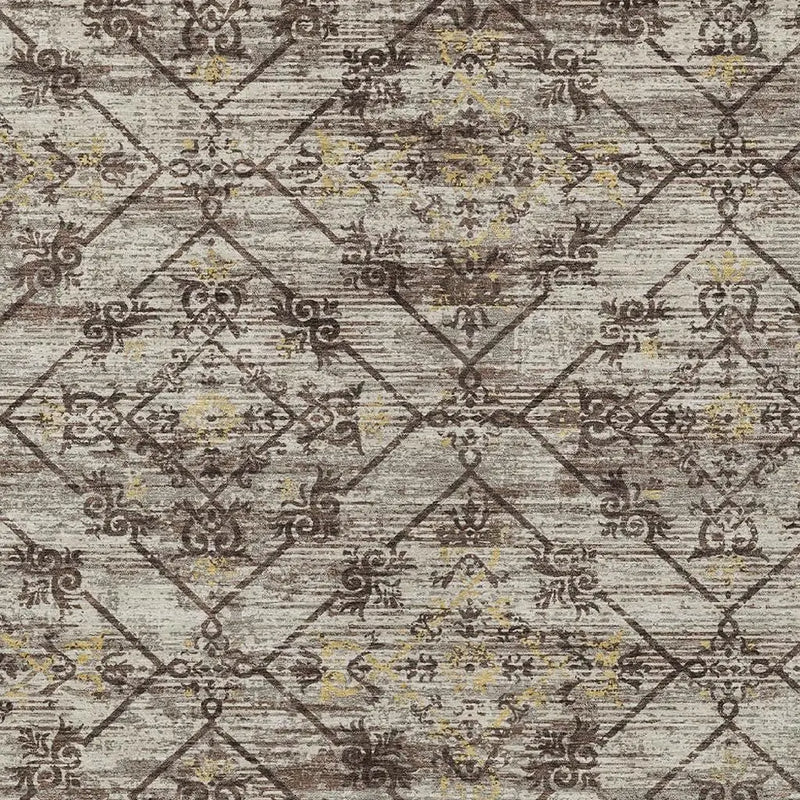 5' X 8' Taupe And Ivory Geometric Washable Indoor Outdoor Area Rug Homeroots Outdoor