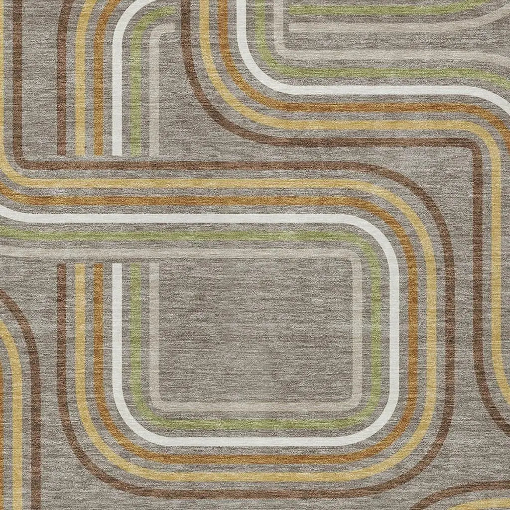5' X 8' Taupe And Ivory Geometric Washable Indoor Outdoor Area Rug Homeroots Outdoor