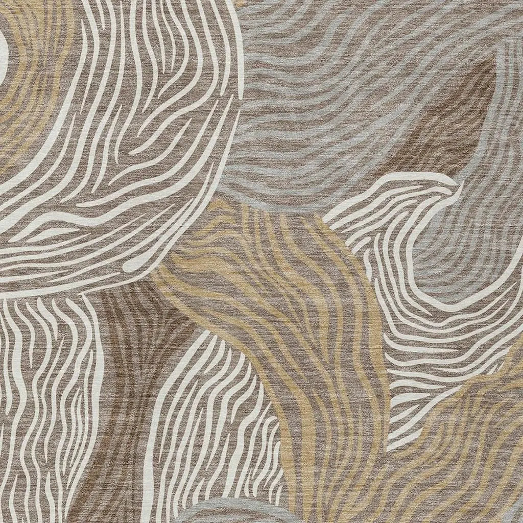 5' X 8' Taupe And Ivory Ikat Washable Indoor Outdoor Area Rug Homeroots Outdoor