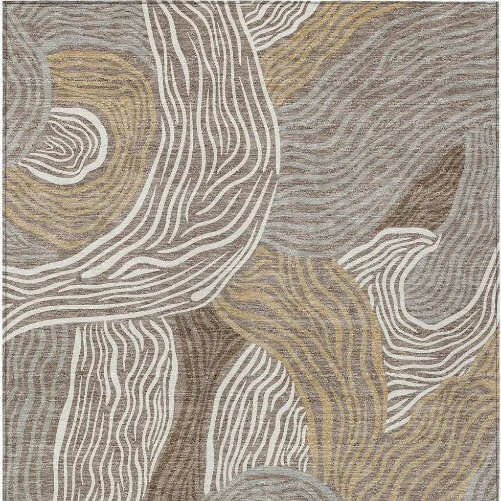 5' X 8' Taupe And Ivory Ikat Washable Indoor Outdoor Area Rug Homeroots Outdoor