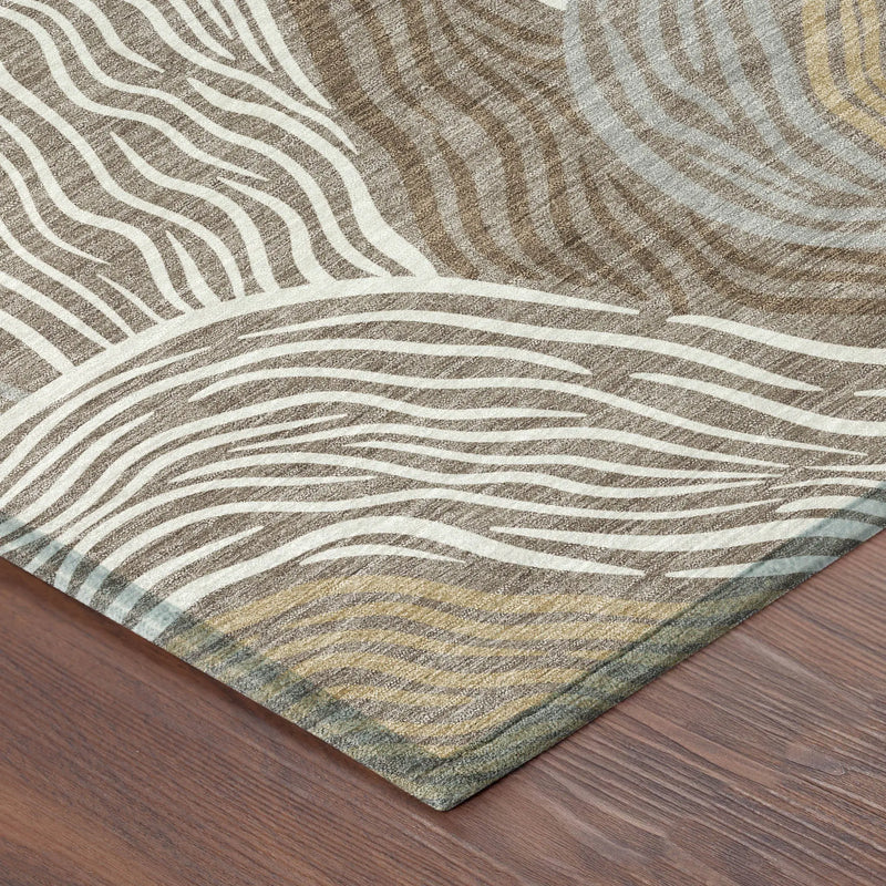 5' X 8' Taupe And Ivory Ikat Washable Indoor Outdoor Area Rug Homeroots Outdoor