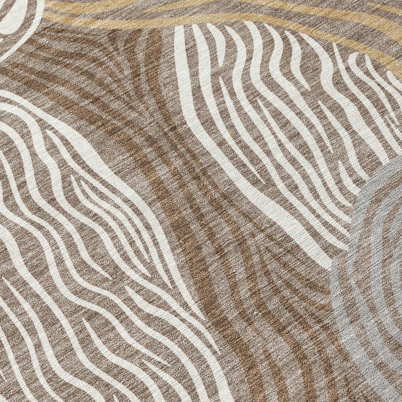 5' X 8' Taupe And Ivory Ikat Washable Indoor Outdoor Area Rug Homeroots Outdoor