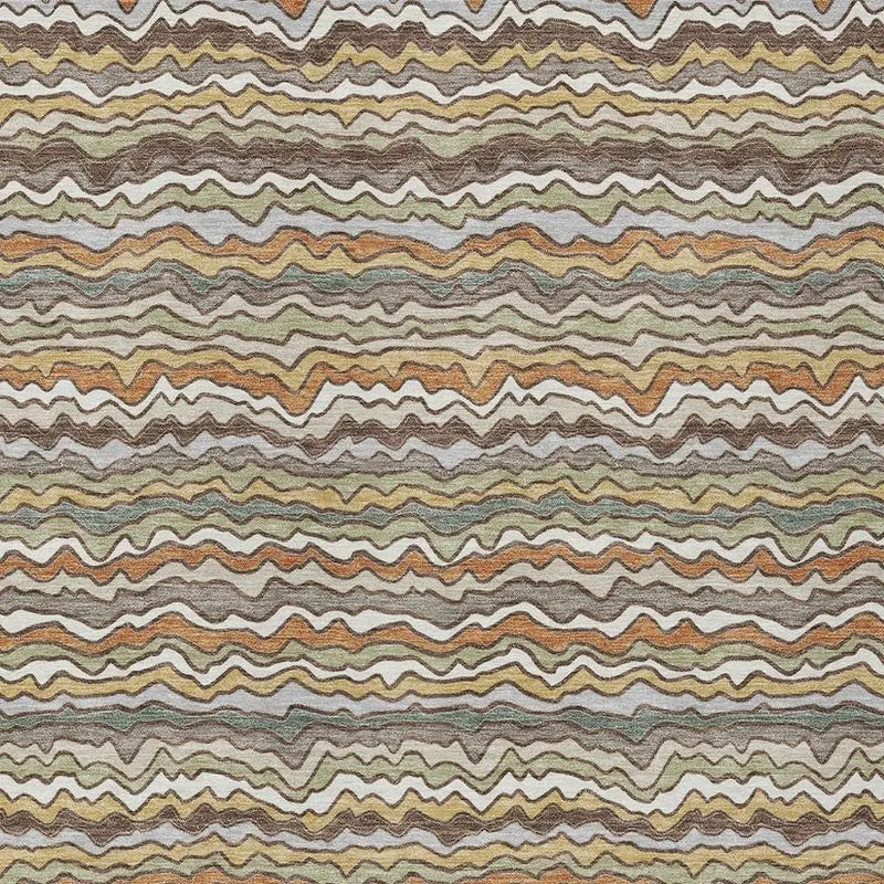 5' X 8' Taupe And Orange Striped Washable Indoor Outdoor Area Rug Homeroots Outdoor