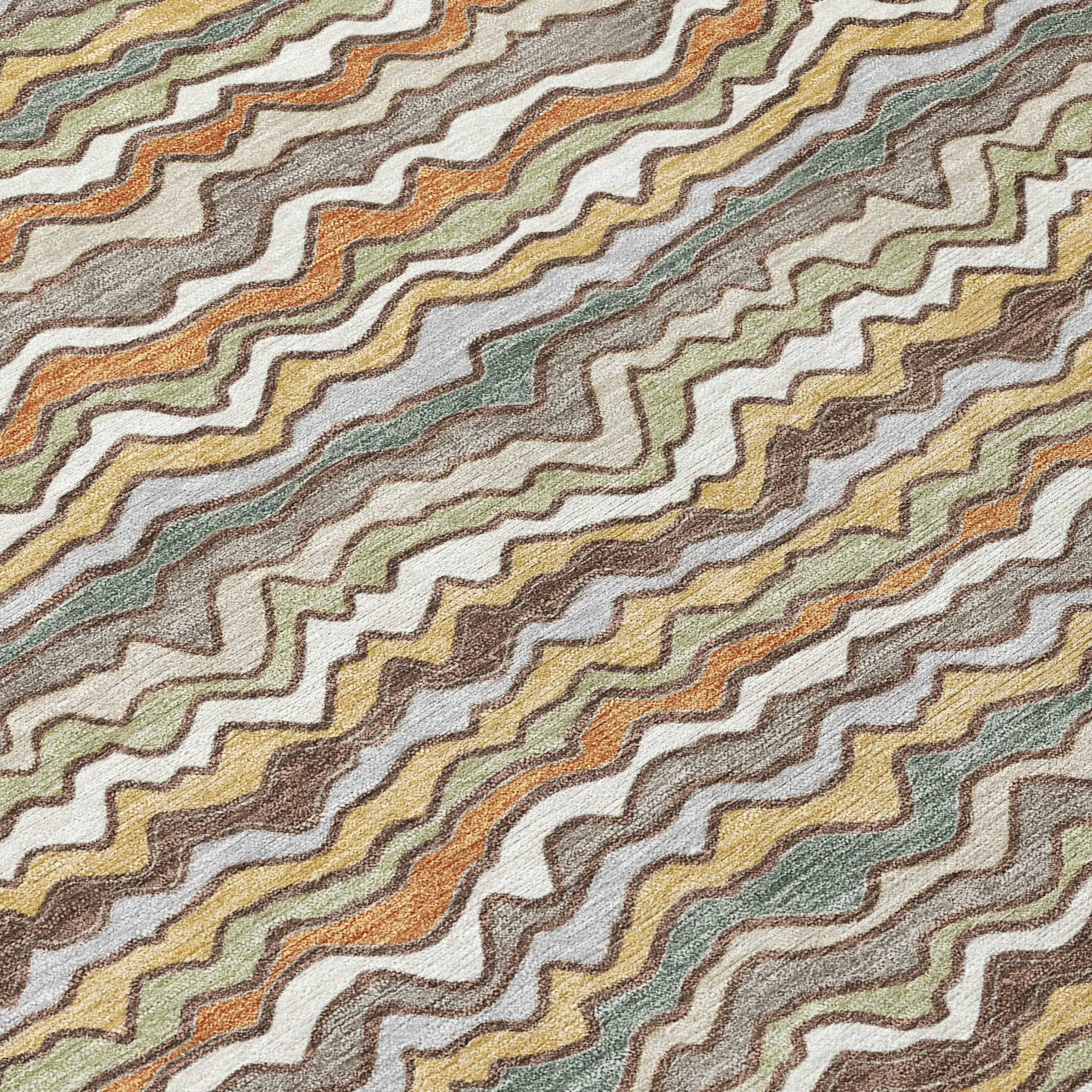 5' X 8' Taupe And Orange Striped Washable Indoor Outdoor Area Rug Homeroots Outdoor