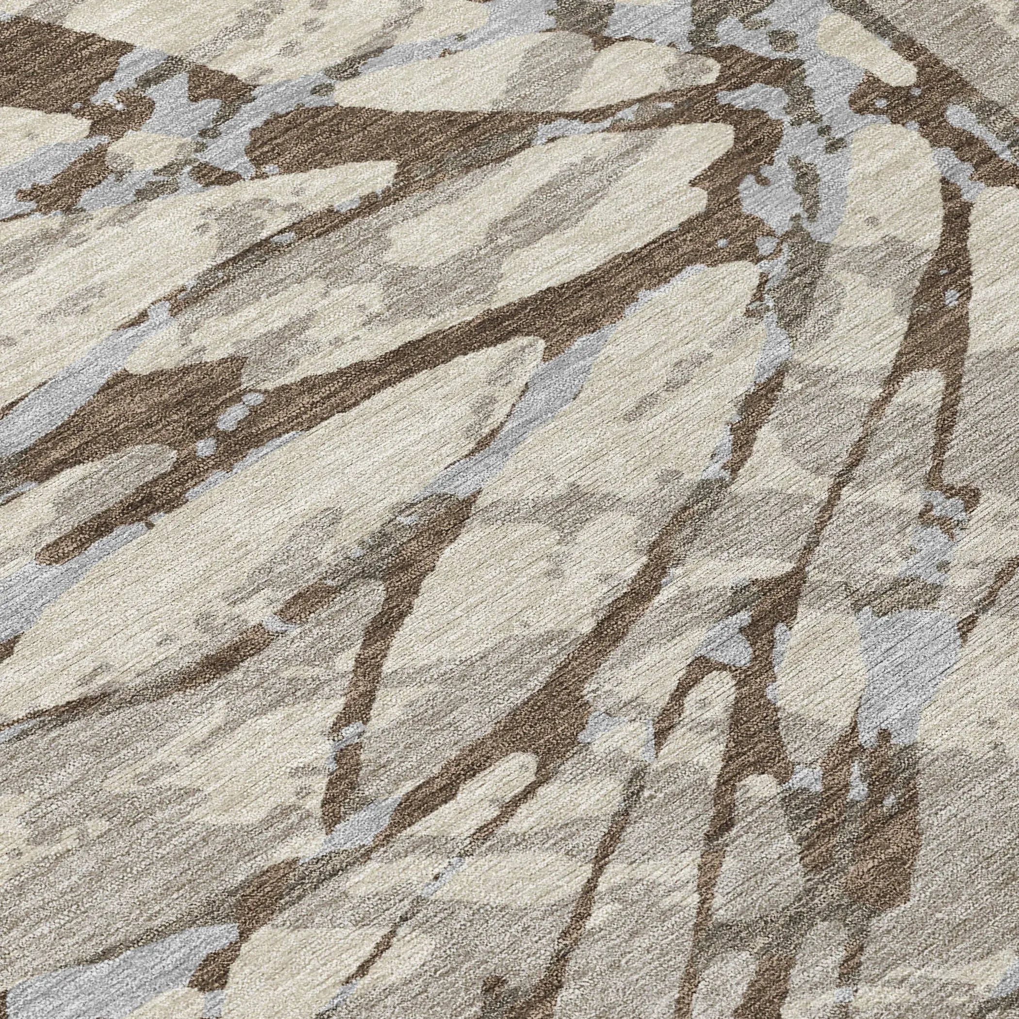 5' X 8' Taupe And Teal Blue Abstract Washable Indoor Outdoor Area Rug Homeroots Outdoor