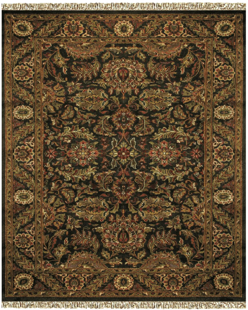5' X 8' Taupe Green And Red Wool Oriental Hand Knotted Area Rug With Fringe Homeroots Home Decor