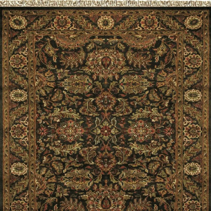 5' X 8' Taupe Green And Red Wool Oriental Hand Knotted Area Rug With Fringe Homeroots Home Decor