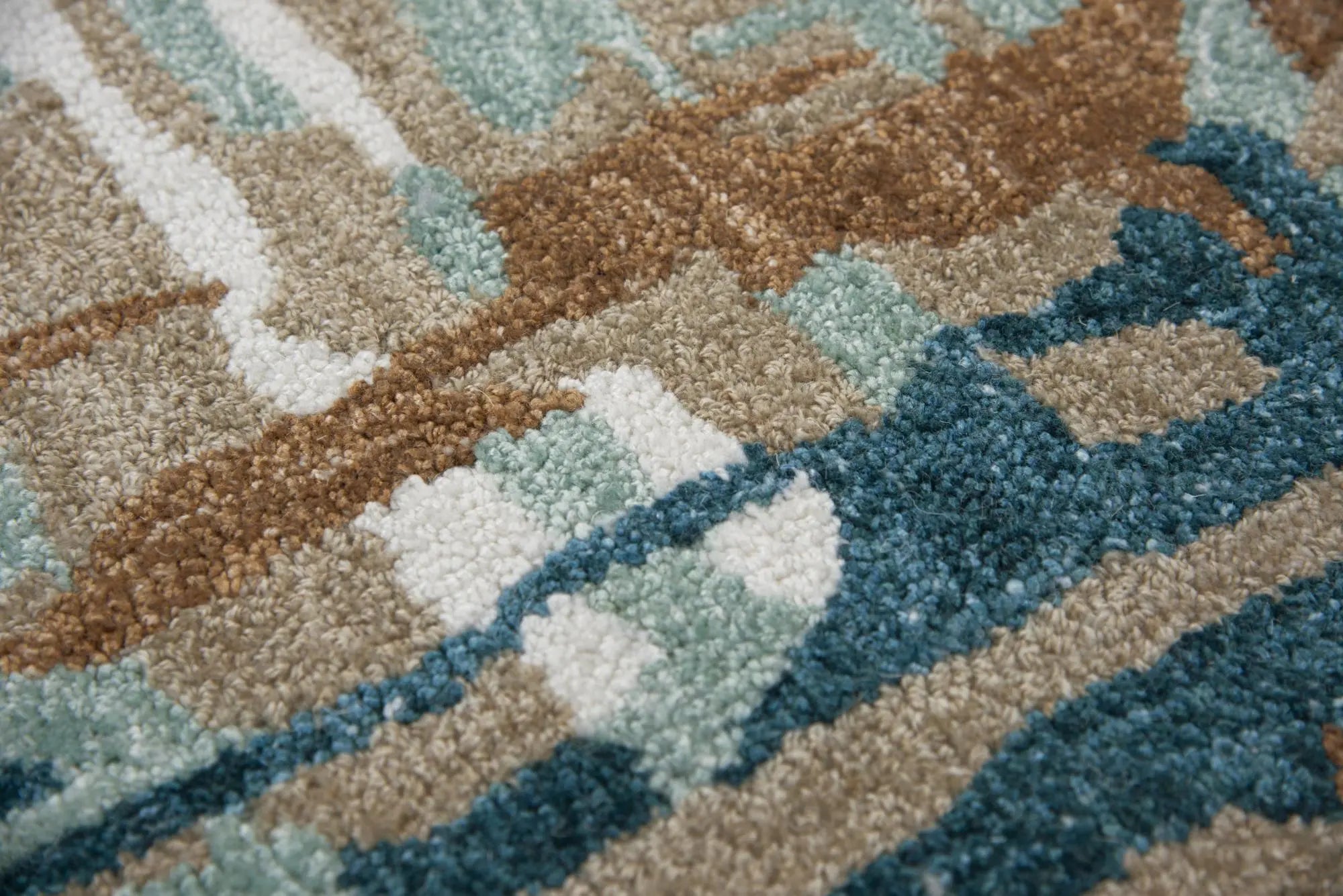 5' X 8' Teal And Copper Abstract Hand Tufted Area Rug Homeroots Home Decor