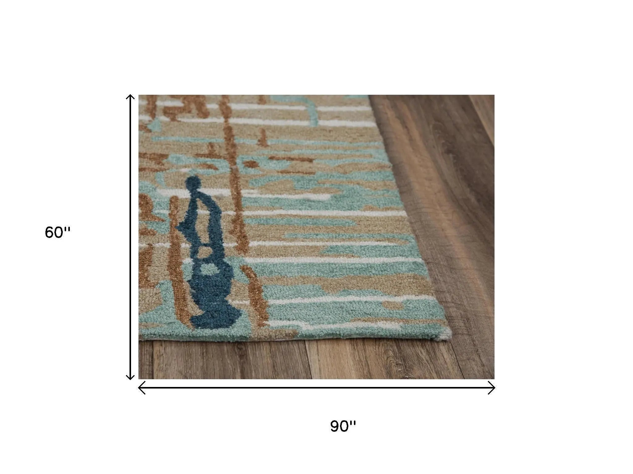 5' X 8' Teal And Copper Abstract Hand Tufted Area Rug Homeroots Home Decor