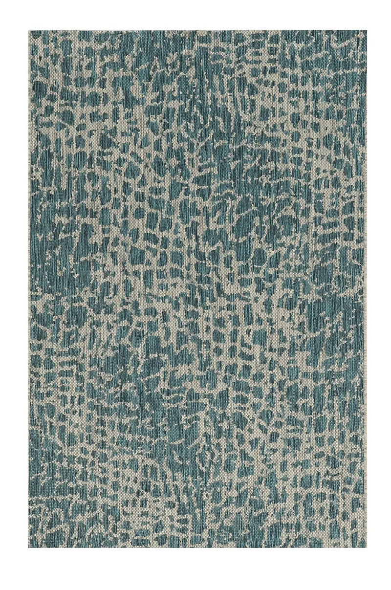 5' X 8' Teal Blue Abstract Indoor Outdoor Area Rug Homeroots Outdoor