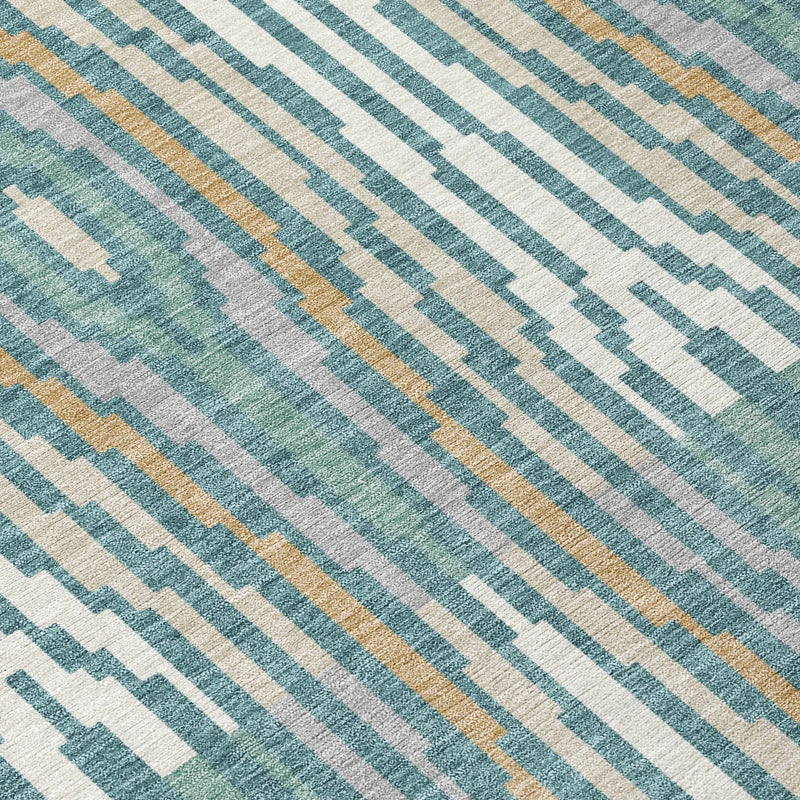 5' X 8' Teal Blue And Aqua Abstract Washable Indoor Outdoor Area Rug Homeroots Outdoor