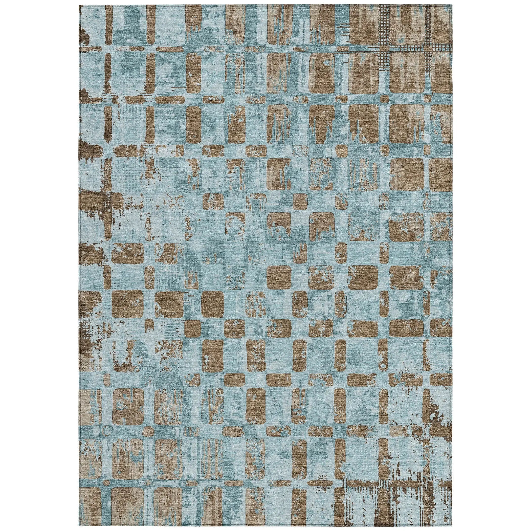5' X 8' Teal Blue And Aqua Abstract Washable Indoor Outdoor Area Rug Homeroots Outdoor