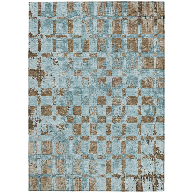5' X 8' Teal Blue And Aqua Abstract Washable Indoor Outdoor Area Rug Homeroots Outdoor