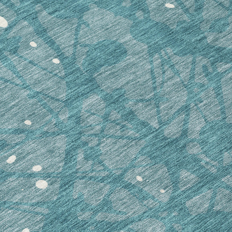 5' X 8' Teal Blue And Aqua Abstract Washable Indoor Outdoor Area Rug Homeroots Outdoor