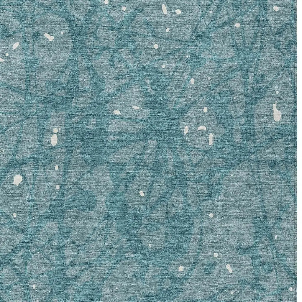 5' X 8' Teal Blue And Aqua Abstract Washable Indoor Outdoor Area Rug Homeroots Outdoor