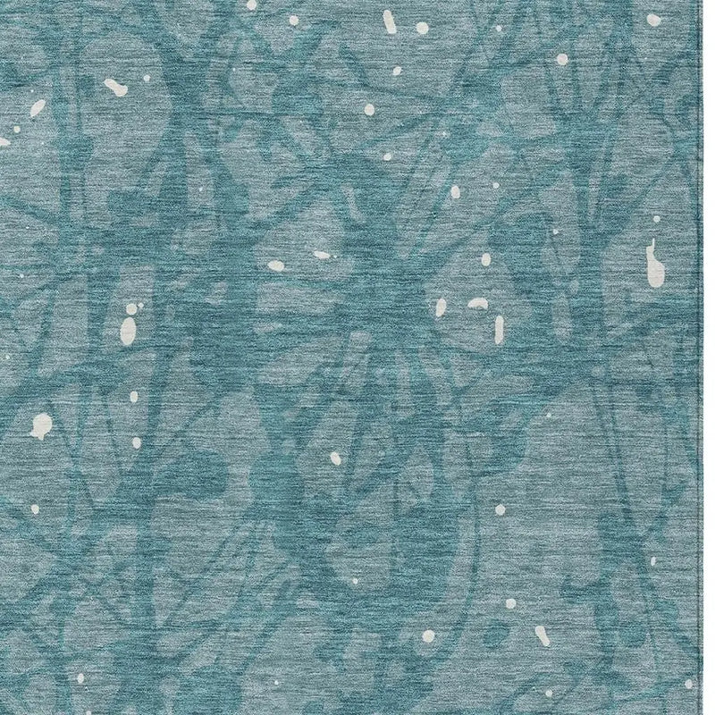 5' X 8' Teal Blue And Aqua Abstract Washable Indoor Outdoor Area Rug Homeroots Outdoor