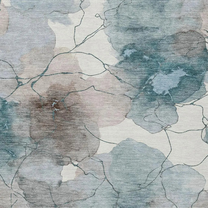 5' X 8' Teal Blue And Aqua Abstract Washable Indoor Outdoor Area Rug Homeroots Outdoor