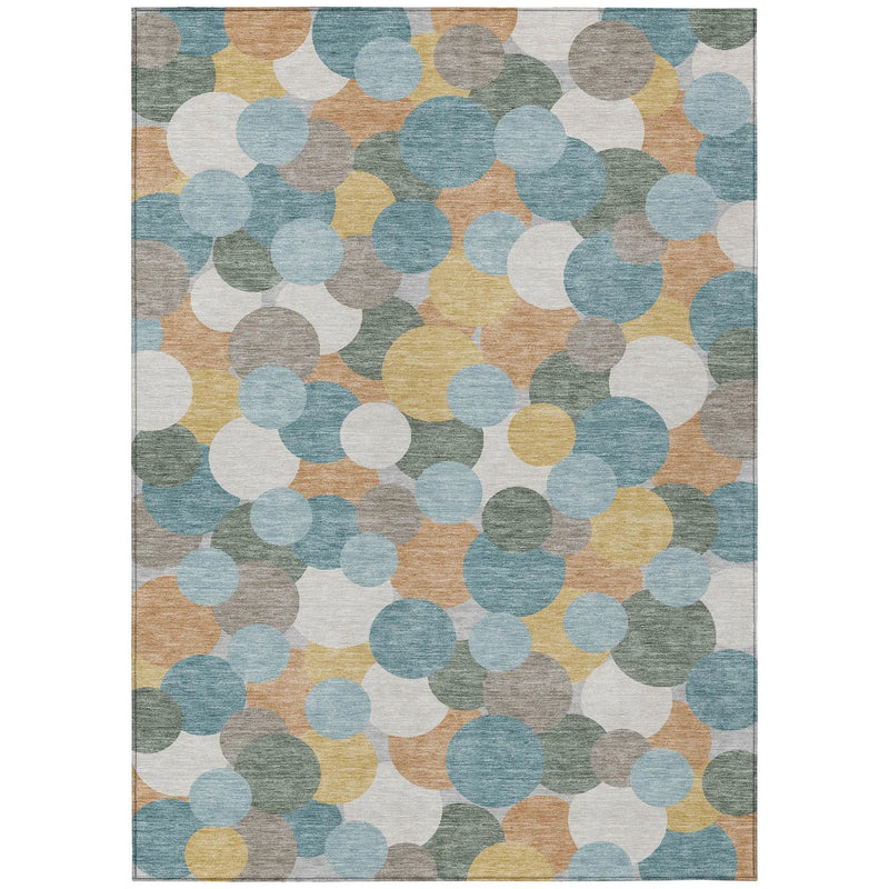 5' X 8' Teal Blue And Aqua Geometric Washable Indoor Outdoor Area Rug Homeroots Outdoor