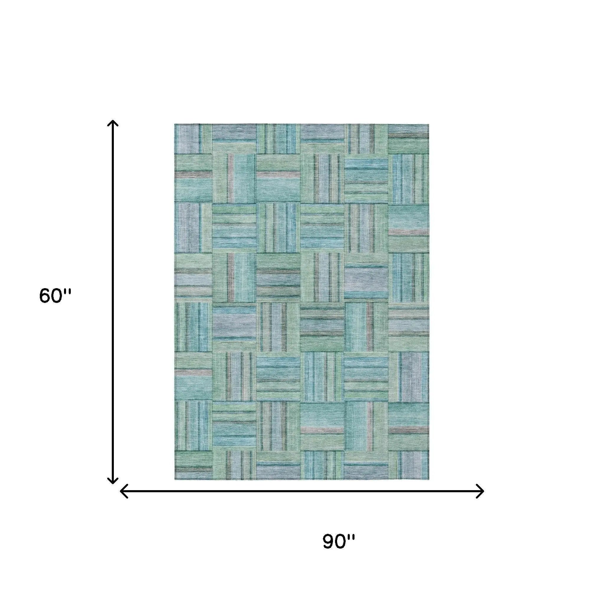 5' X 8' Teal Blue And Aqua Geometric Washable Indoor Outdoor Area Rug Homeroots Outdoor