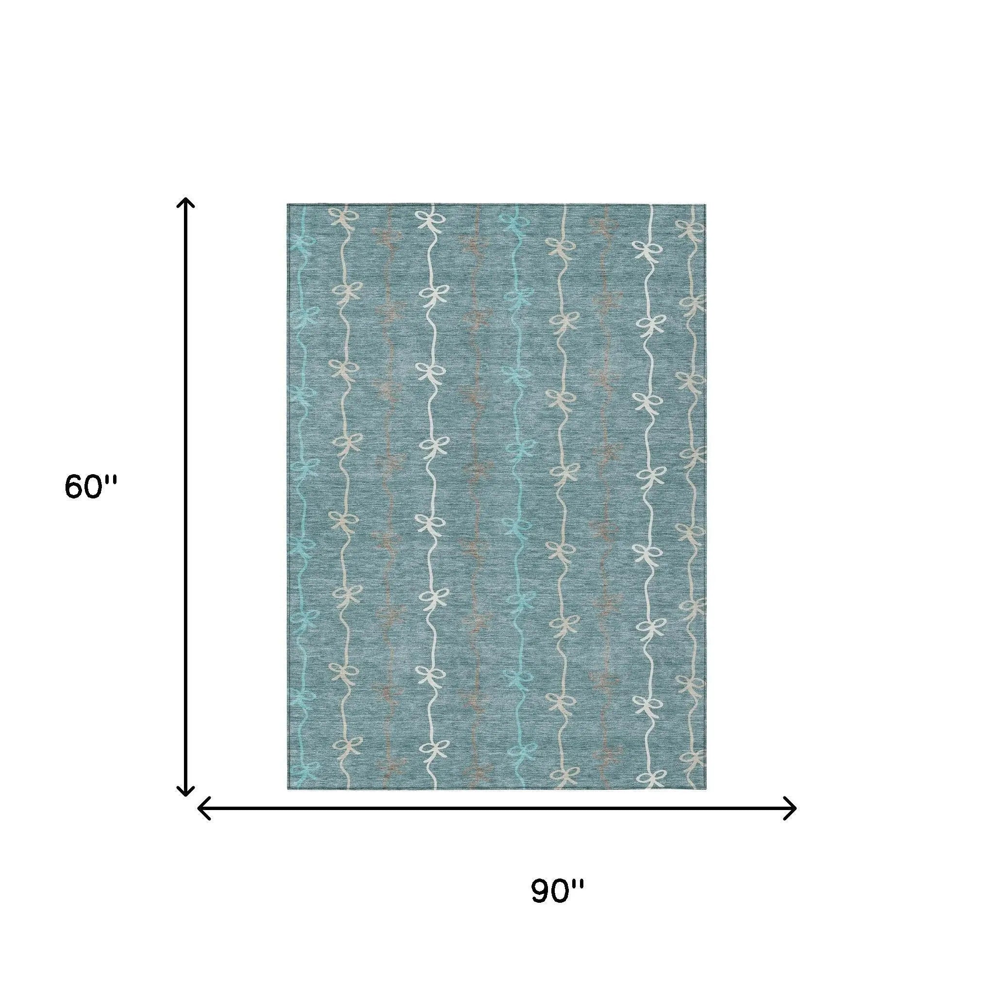 5' X 8' Teal Blue And Aqua Southwestern Washable Indoor Outdoor Area Rug Homeroots Outdoor