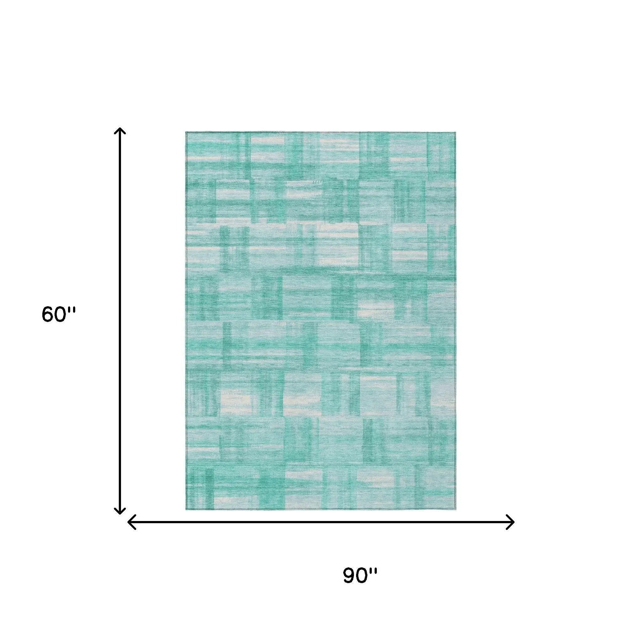5' X 8' Teal Blue And Aqua Striped Washable Indoor Outdoor Area Rug Homeroots Outdoor