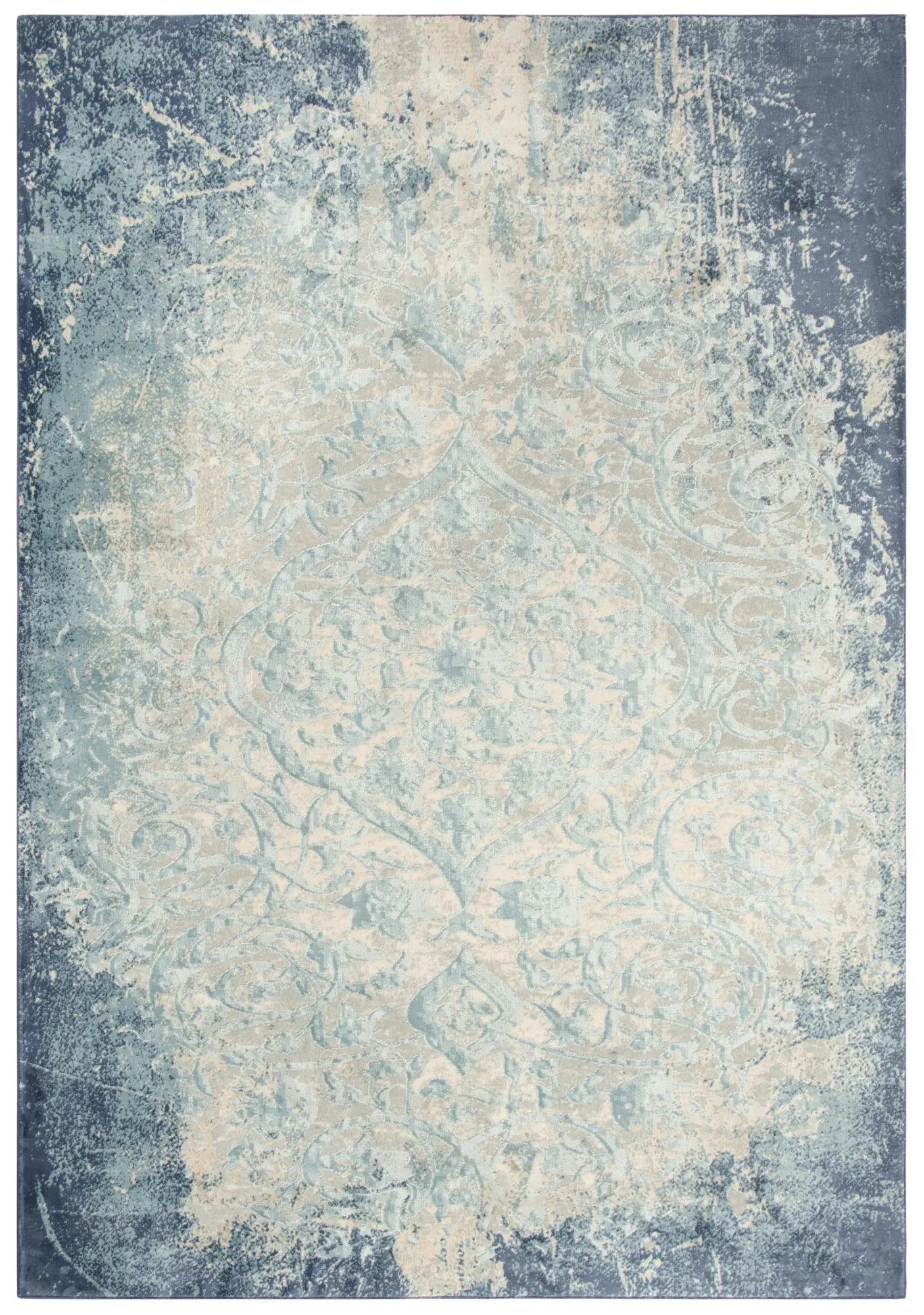 5' X 8' Teal Blue And Beige Trellis Area Rug Homeroots Home Decor