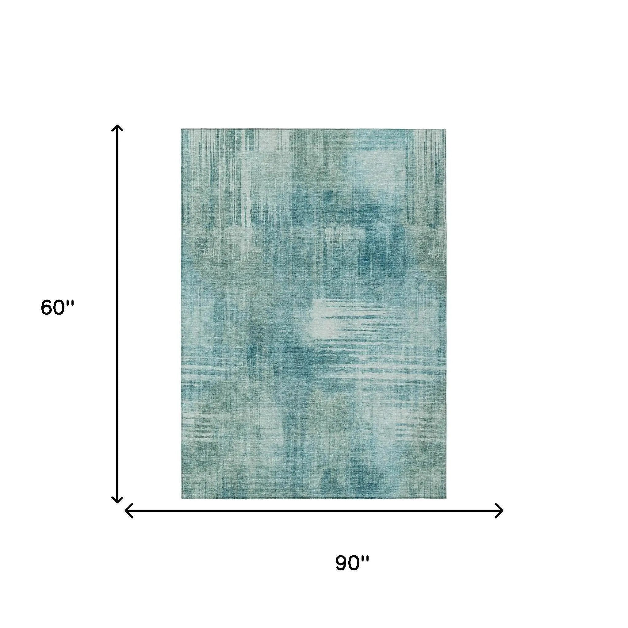5' X 8' Teal Blue And Blue Abstract Washable Indoor Outdoor Area Rug Homeroots Outdoor
