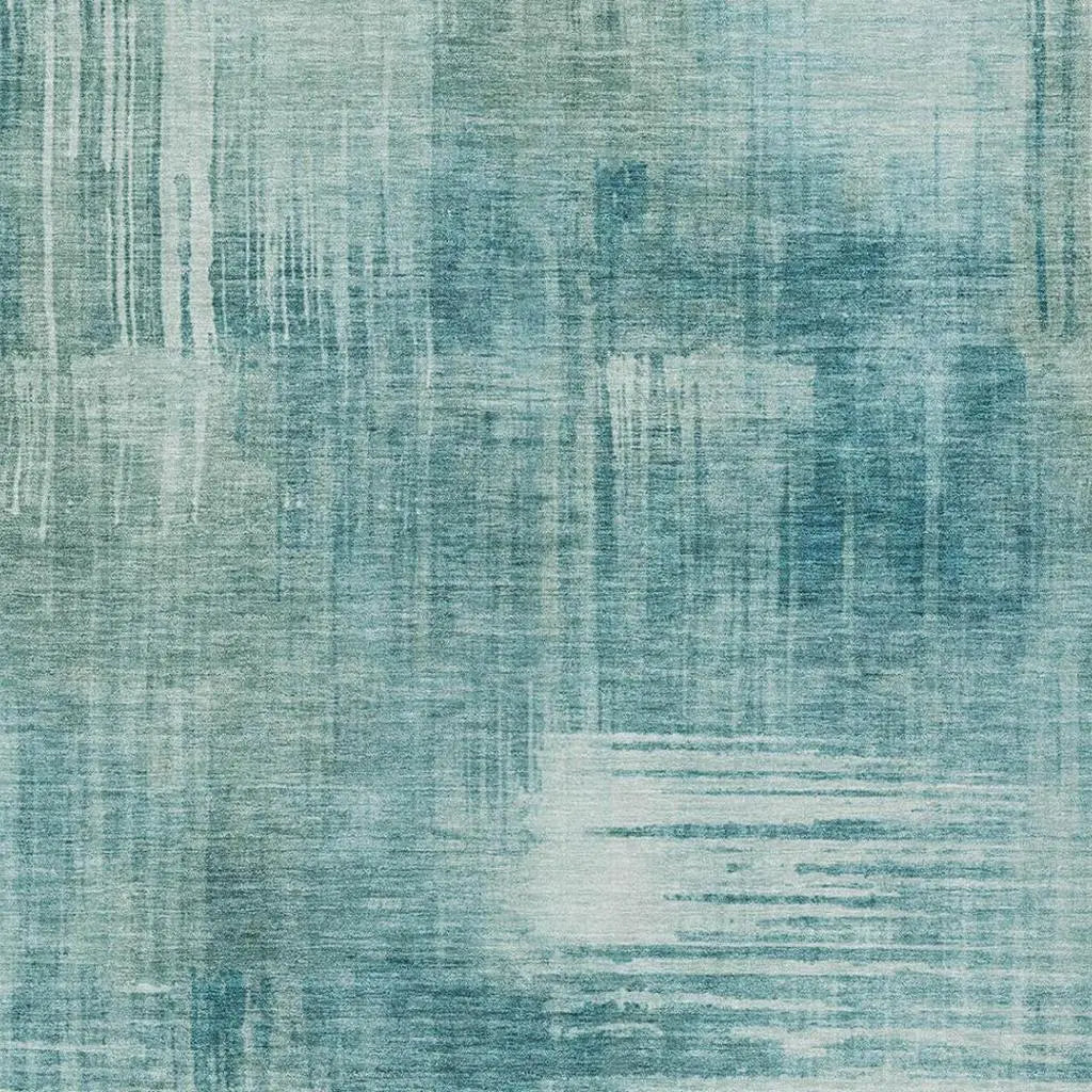 5' X 8' Teal Blue And Blue Abstract Washable Indoor Outdoor Area Rug Homeroots Outdoor