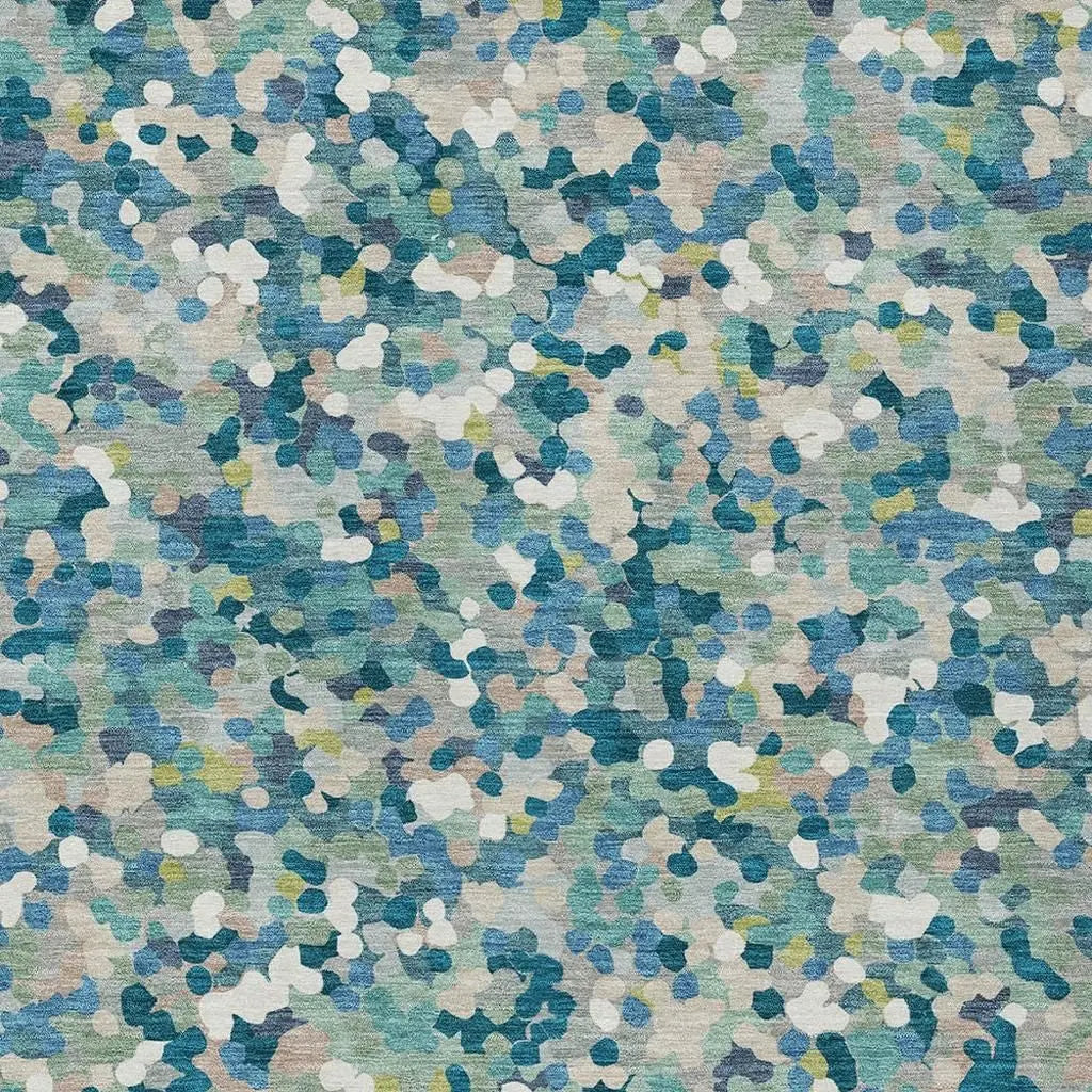 5' X 8' Teal Blue And Blue Geometric Washable Indoor Outdoor Area Rug Homeroots Outdoor