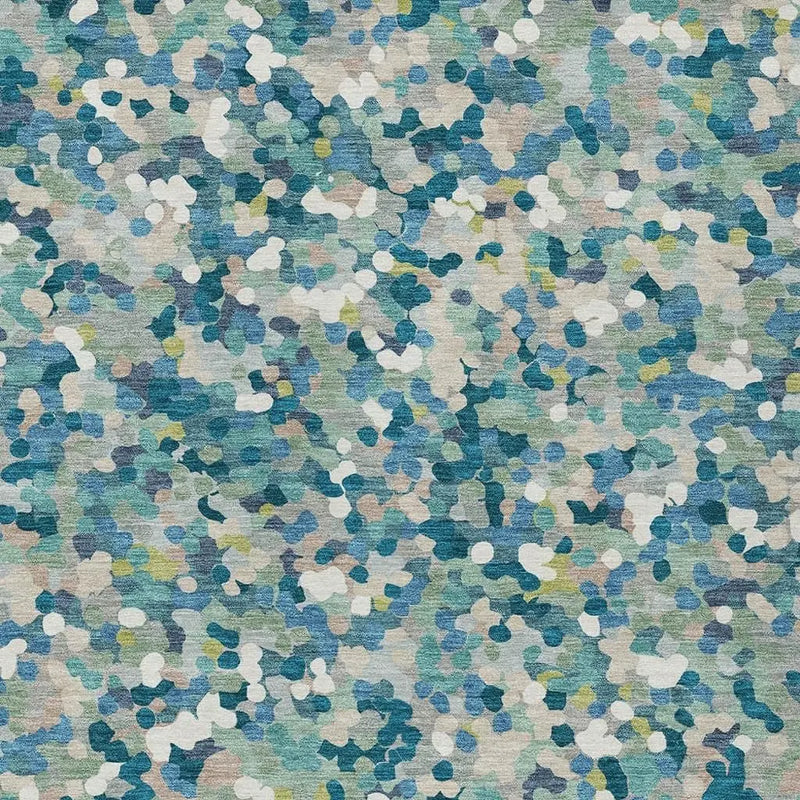 5' X 8' Teal Blue And Blue Geometric Washable Indoor Outdoor Area Rug Homeroots Outdoor