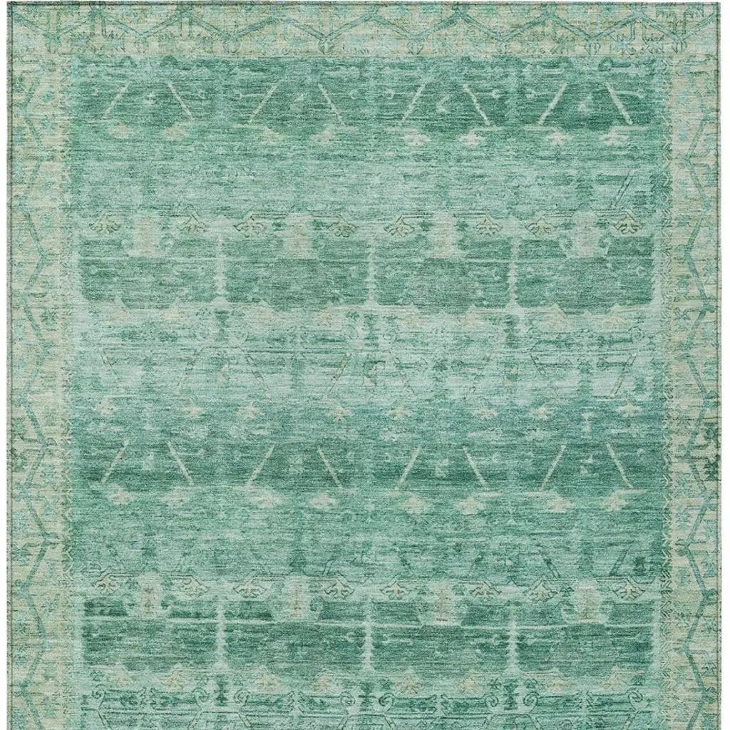 5' X 8' Teal Blue And Blue Tribal Washable Indoor Outdoor Area Rug Homeroots Outdoor