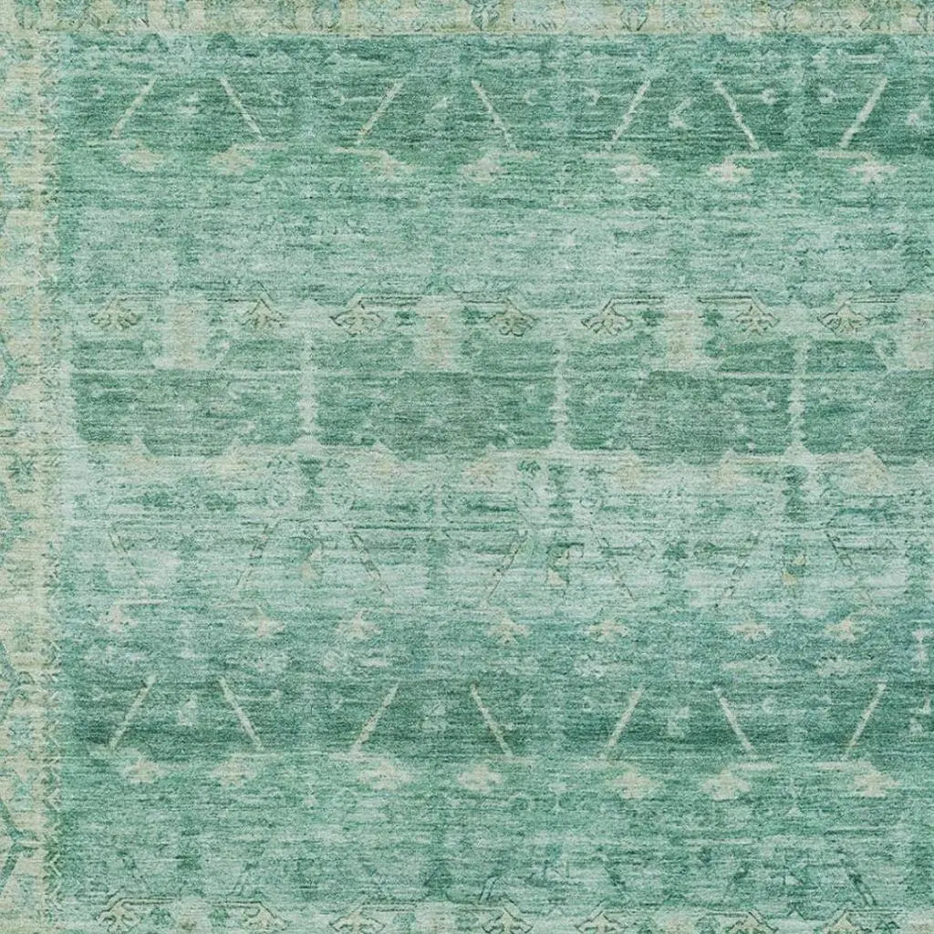 5' X 8' Teal Blue And Blue Tribal Washable Indoor Outdoor Area Rug Homeroots Outdoor
