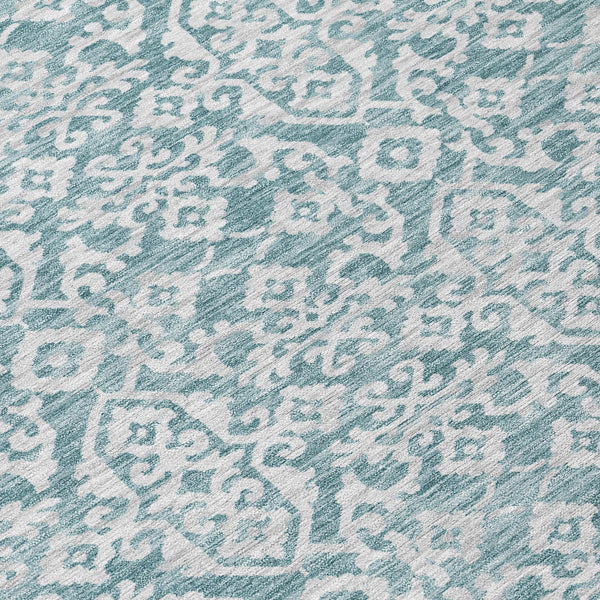 5' X 8' Teal Blue And Brown Oriental Washable Indoor Outdoor Area Rug Homeroots Outdoor