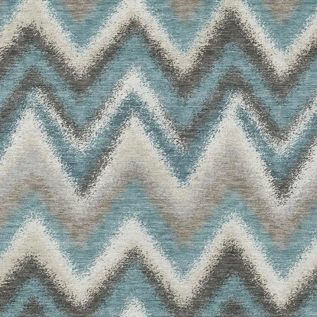 5' X 8' Teal Blue And Charcoal Geometric Washable Indoor Outdoor Area Rug Homeroots Outdoor