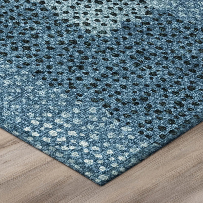 5' X 8' Teal Blue And Denim Blue Abstract Washable Indoor Outdoor Area Rug Homeroots Outdoor