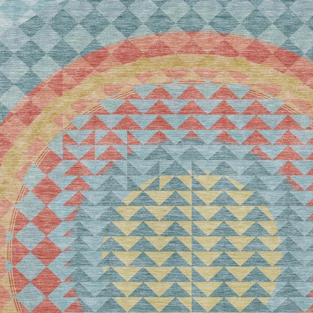 5' X 8' Teal Blue And Granite Gray Geometric Washable Indoor Outdoor Area Rug Homeroots Outdoor