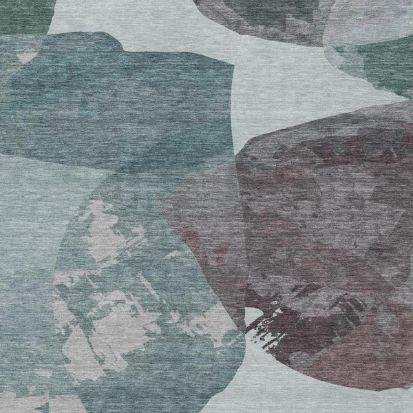 5' X 8' Teal Blue And Graphite Abstract Washable Indoor Outdoor Area Rug Homeroots Outdoor
