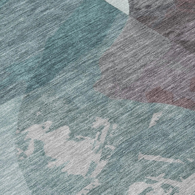 5' X 8' Teal Blue And Graphite Abstract Washable Indoor Outdoor Area Rug Homeroots Outdoor