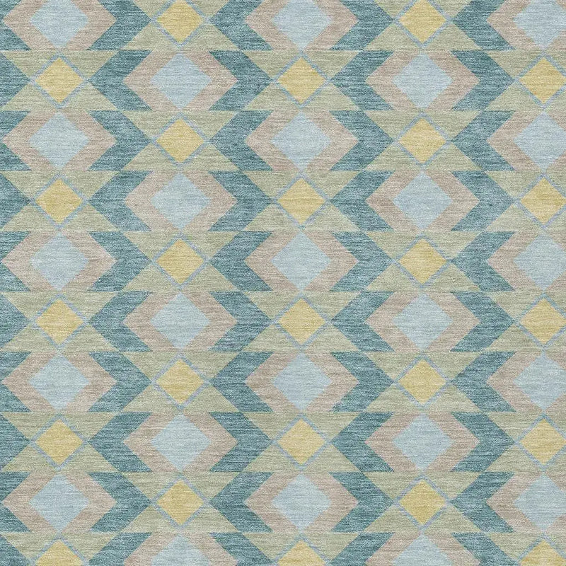 5' X 8' Teal Blue And Graphite Geometric Washable Indoor Outdoor Area Rug Homeroots Outdoor