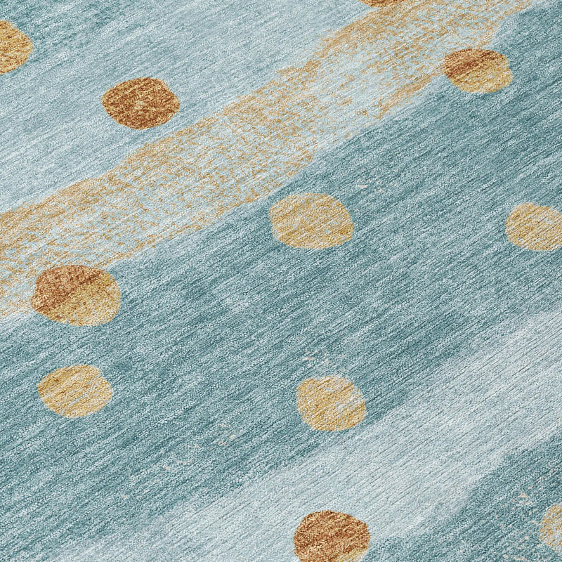 5' X 8' Teal Blue And Graphite Striped Washable Indoor Outdoor Area Rug Homeroots Outdoor