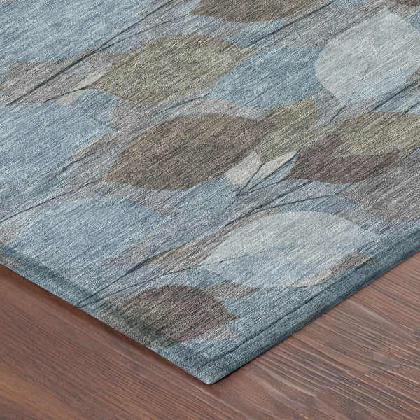 5' X 8' Teal Blue And Gray Floral Washable Indoor Outdoor Area Rug Homeroots Outdoor