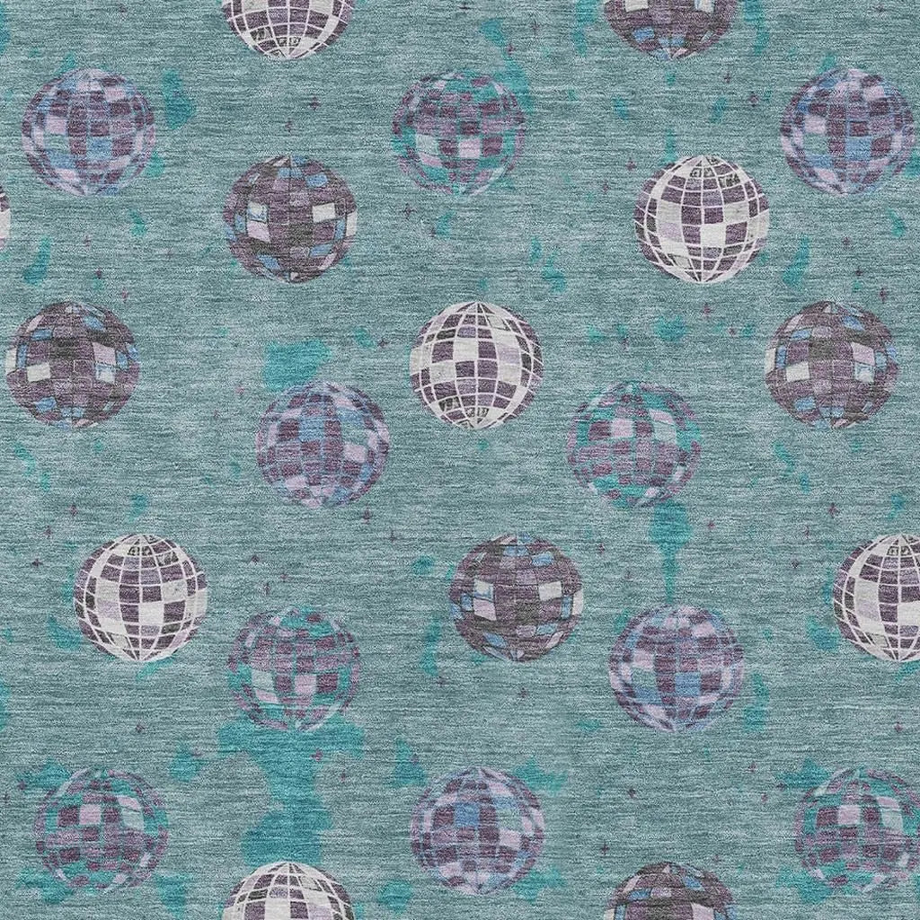 5' X 8' Teal Blue And Gray Geometric Washable Indoor Outdoor Area Rug Homeroots Outdoor
