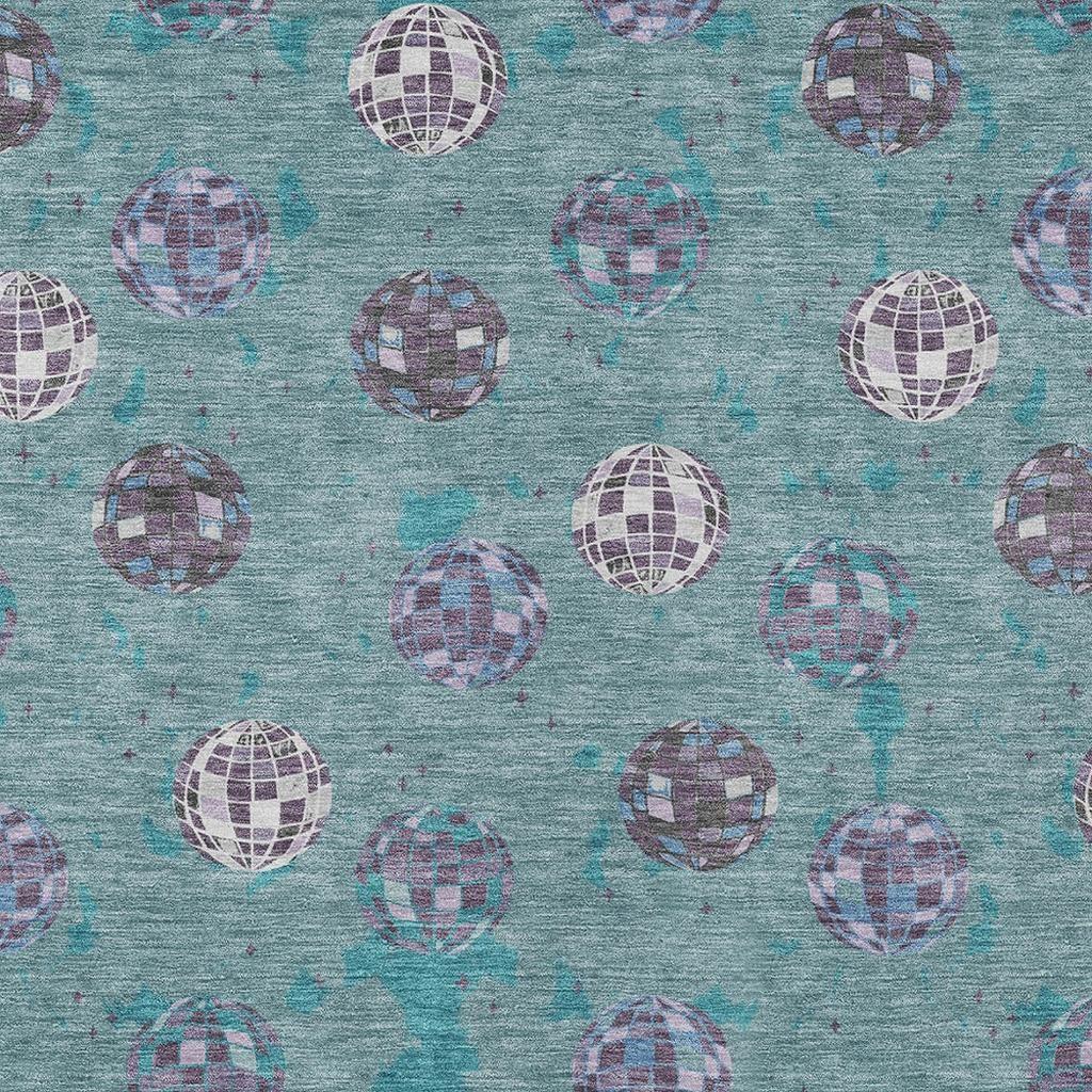 5' X 8' Teal Blue And Gray Geometric Washable Indoor Outdoor Area Rug Homeroots Outdoor