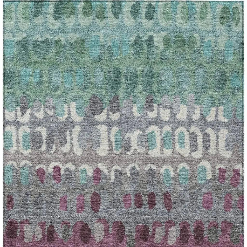 5' X 8' Teal Blue And Gray Geometric Washable Indoor Outdoor Area Rug Homeroots Outdoor
