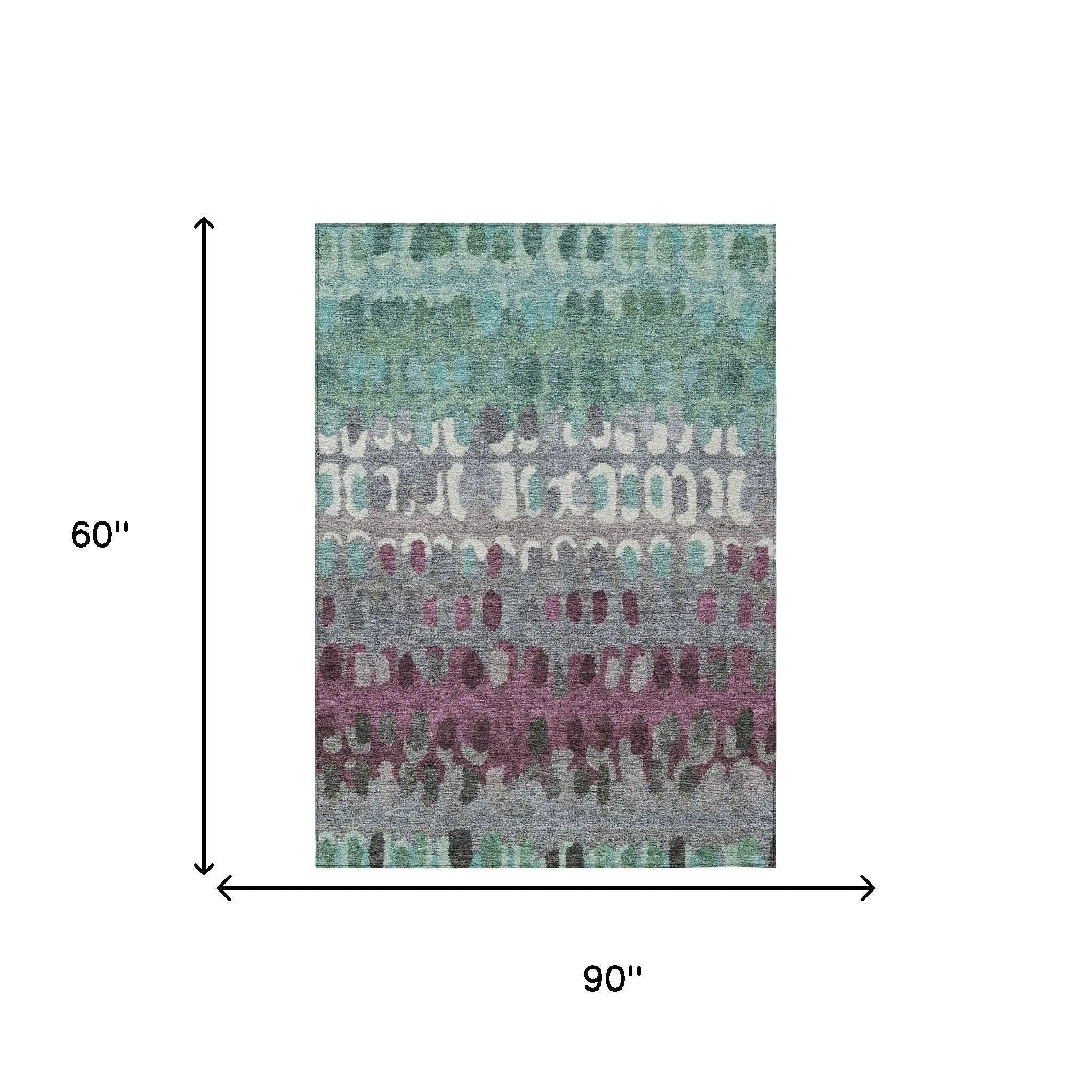 5' X 8' Teal Blue And Gray Geometric Washable Indoor Outdoor Area Rug Homeroots Outdoor