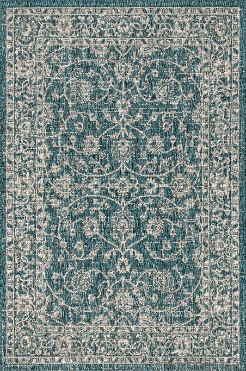 5' X 8' Teal Blue And Gray Medallion Indoor Outdoor Area Rug Homeroots Outdoor