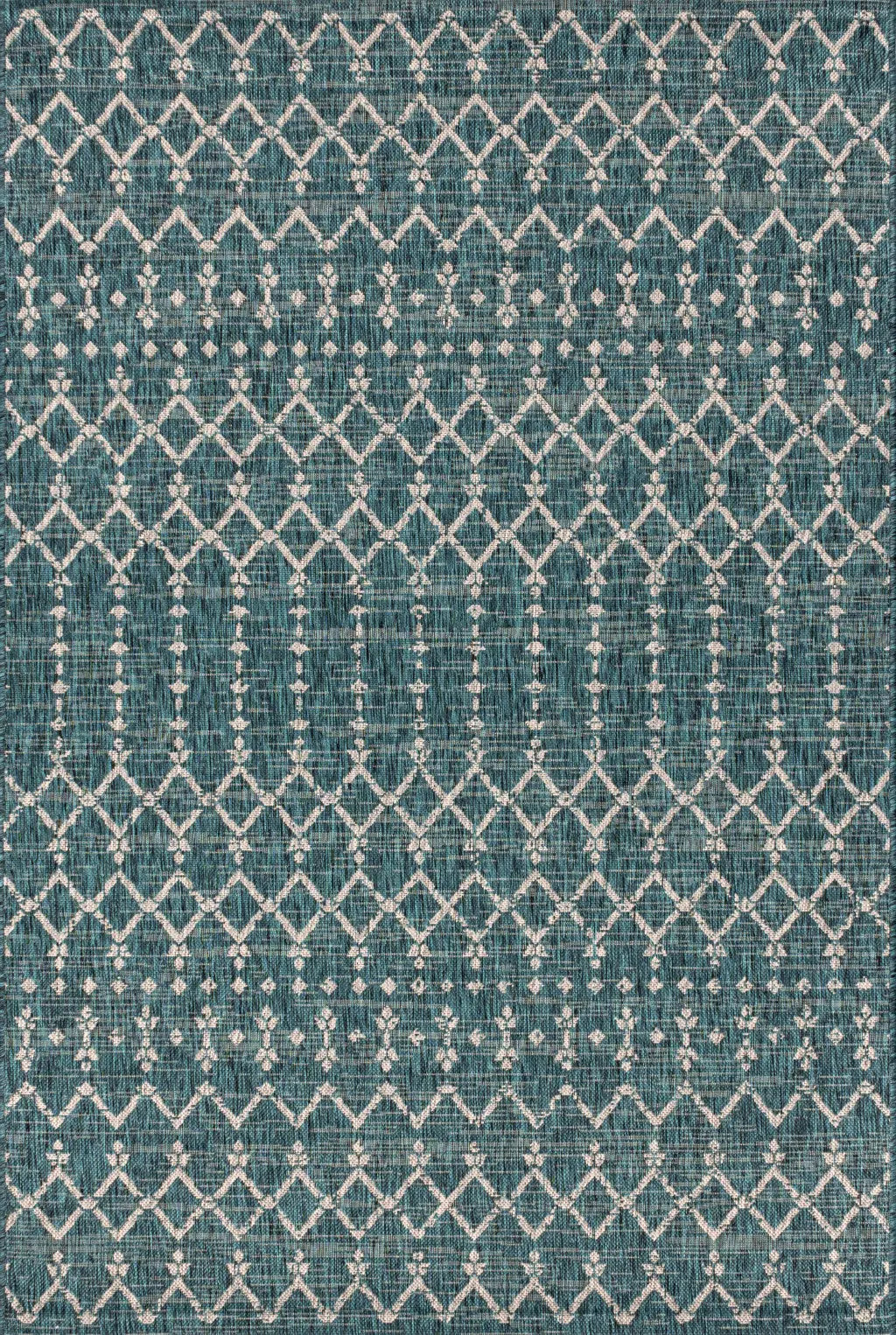 5' X 8' Teal Blue And Gray Trellis Indoor Outdoor Area Rug Homeroots Outdoor